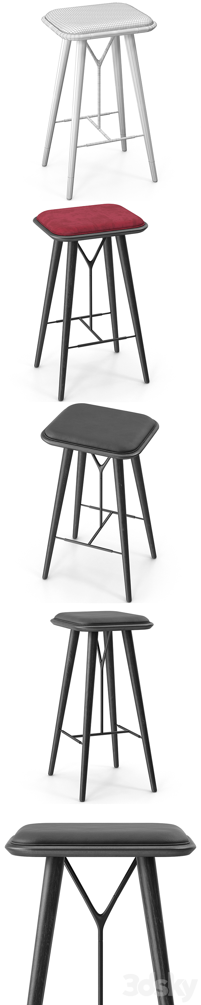 Fredericia spine stool 3DS Max Model - thumbnail 3