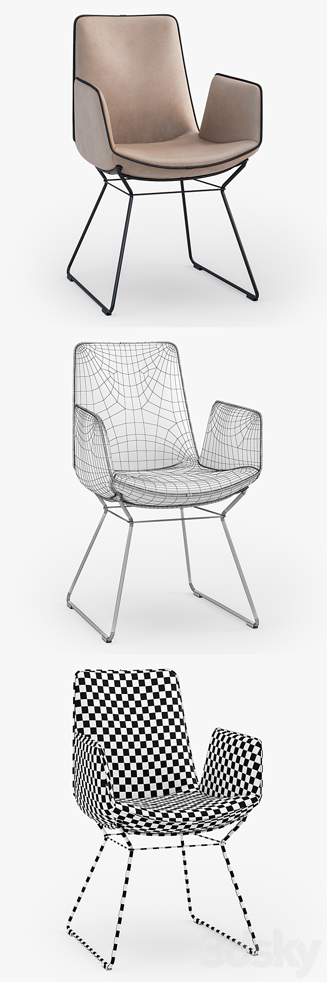 Freifrau Amelie armchair basic wire frame 3DSMax File - thumbnail 3