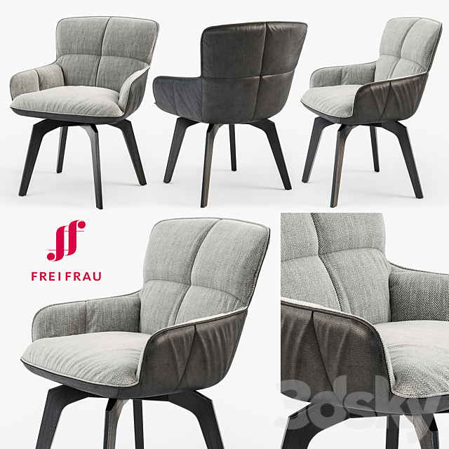 Freifrau Marla armchair low wooden frame 3DSMax File - thumbnail 1