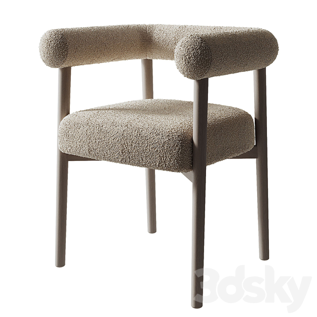 Fulbourn Taupe Boucle Dining Chair 3ds Max - thumbnail 1