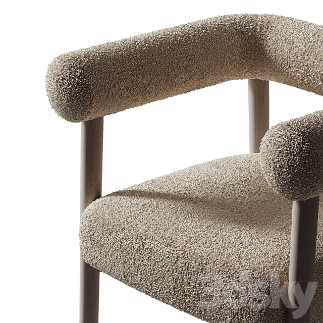 Fulbourn Taupe Boucle Dining Chair 3ds Max - thumbnail 3