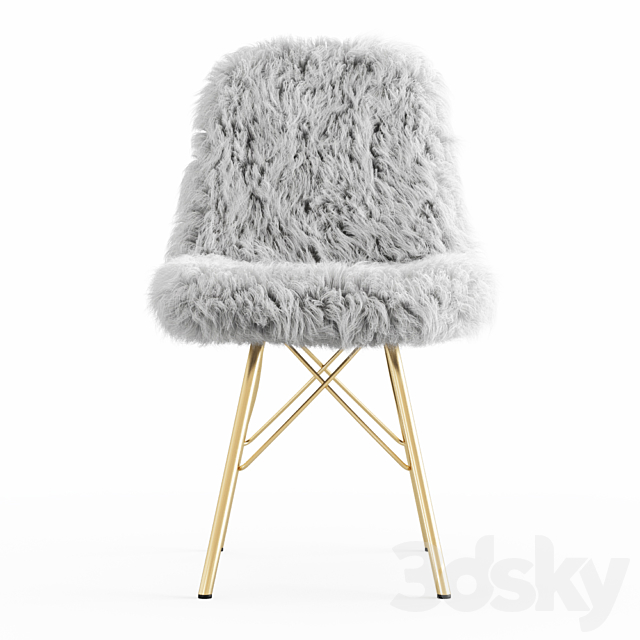 Fur white chair 3DS Max Model - thumbnail 2