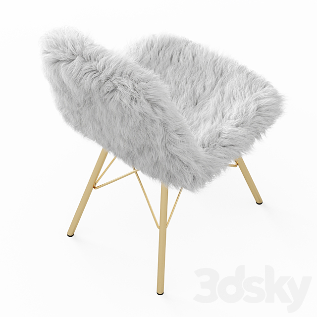 Fur white chair 3DS Max Model - thumbnail 3