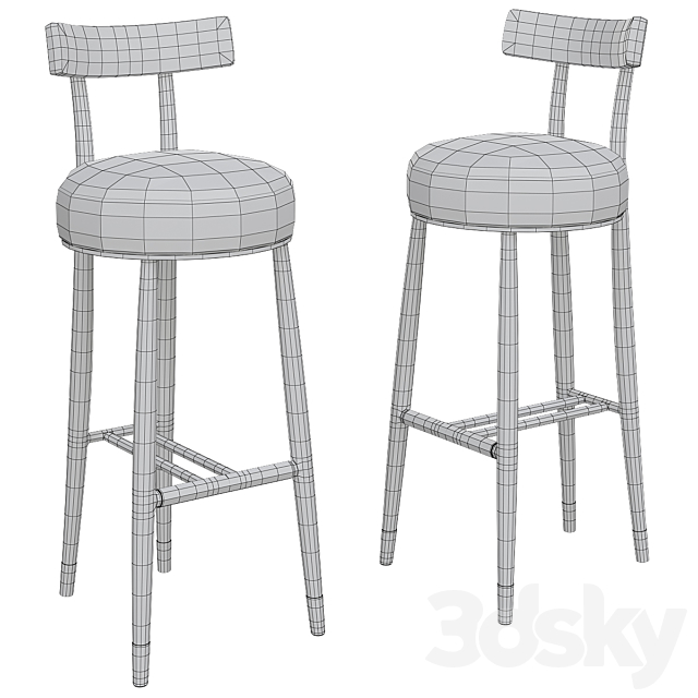 GILMORE BAR STOOL 3ds Max - thumbnail 2