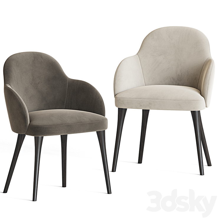 GIulia Velvet Dining Chair Cb2 3DS Max Model - thumbnail 2