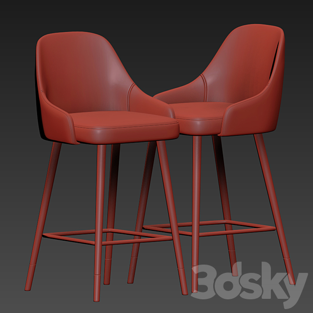 Glam Bar Stool Blue Velvet 3DSMax File - thumbnail 3