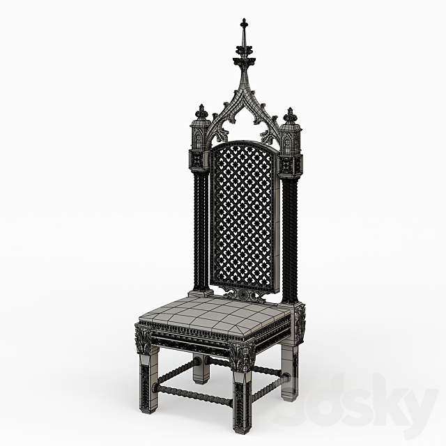 Gothic chair 3DSMax File - thumbnail 5