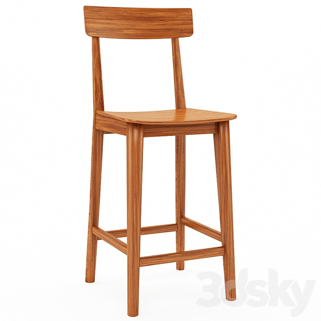 Greenington Solid Classic Bamboo Bar Stool with Back 3ds Max - thumbnail 1