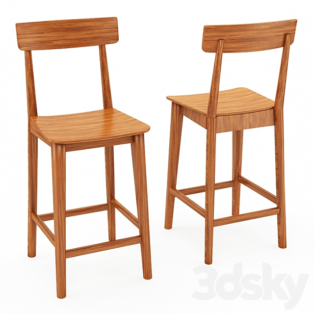 Greenington Solid Classic Bamboo Bar Stool with Back 3ds Max - thumbnail 2