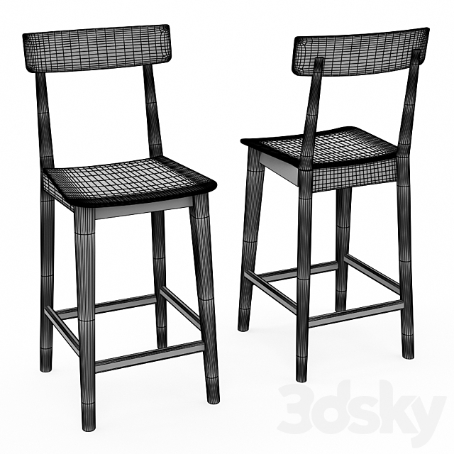 Greenington Solid Classic Bamboo Bar Stool with Back 3ds Max - thumbnail 3