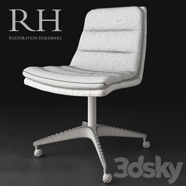 GRIFFITH LEATHER DESK CHAIR 3DS Max Model - thumbnail 2