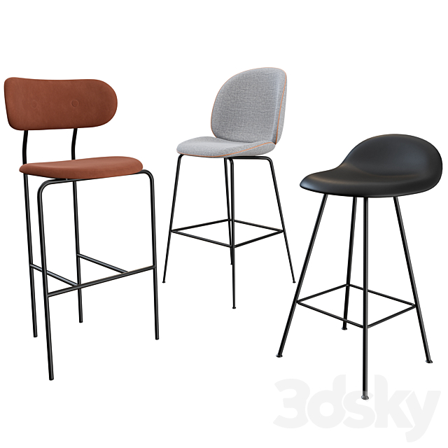 GUBI bar chairs and stools collection 3ds Max - thumbnail 1