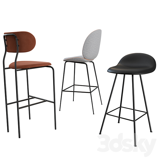 GUBI bar chairs and stools collection 3ds Max - thumbnail 2