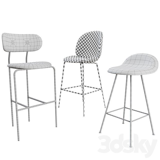 GUBI bar chairs and stools collection 3ds Max - thumbnail 3