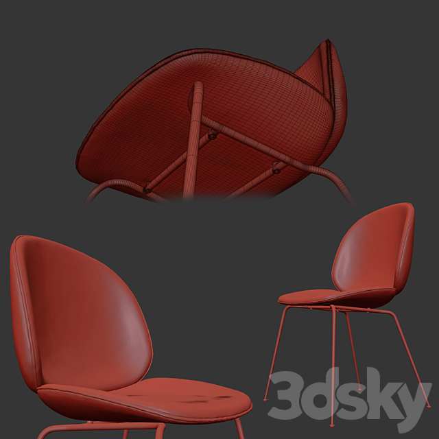 Gubi Beetle Dining Chair Velvet (Fully Upholstered Conic base) 3DSMax File - thumbnail 3