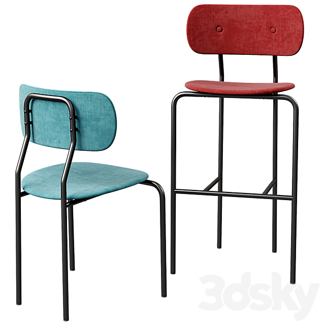 GUBI Coco Dining Chair & Bar Chair 2-in-1 3ds Max - thumbnail 1