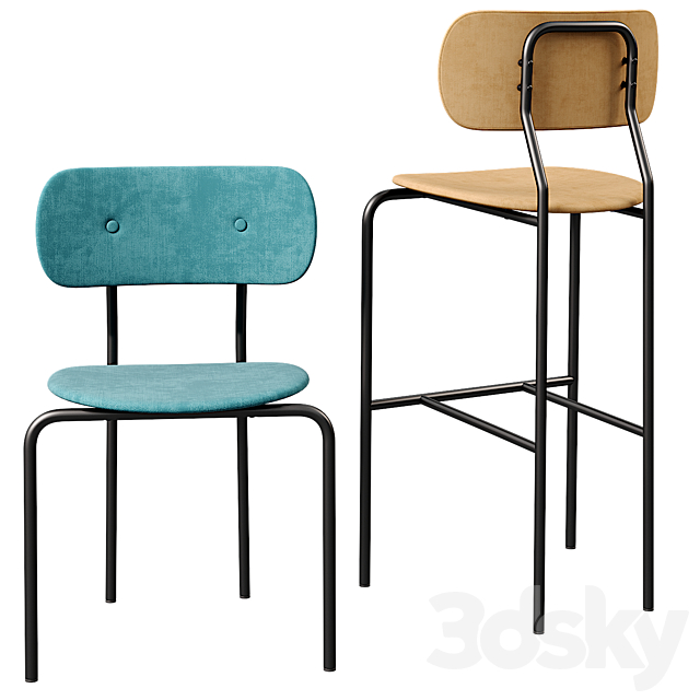 GUBI Coco Dining Chair & Bar Chair 2-in-1 3ds Max - thumbnail 2