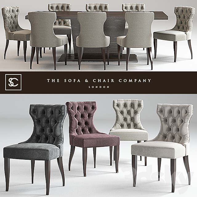 Guinea dining chair & Langham Table _ Lugano 3DSMax File - thumbnail 1