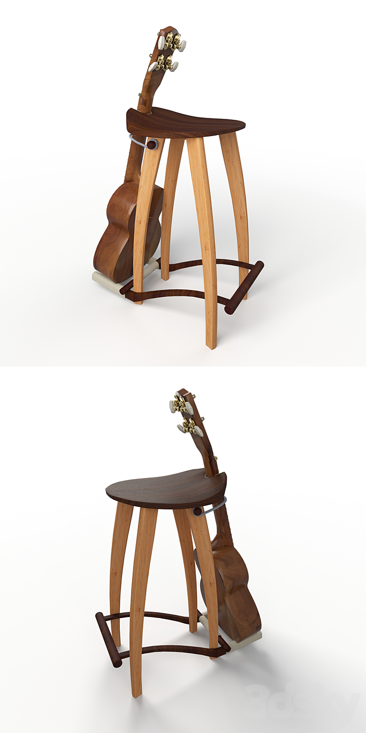 Guitar Stool 3DS Max Model - thumbnail 2