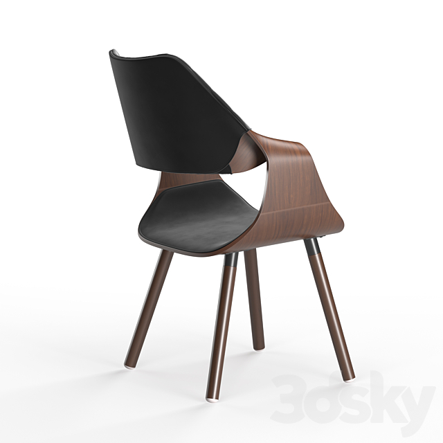 Halmar K396 chair (black _ walnut) 3DS Max Model - thumbnail 2