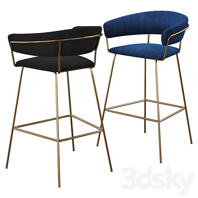 Hanna velvet bar stool 3DSMax File - thumbnail 1