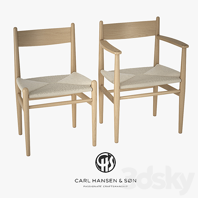 Hans J. Wegner – CH36 & CH37 Chairs 3ds Max - thumbnail 1