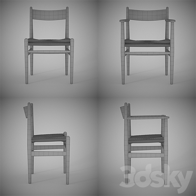 Hans J. Wegner – CH36 & CH37 Chairs 3ds Max - thumbnail 3