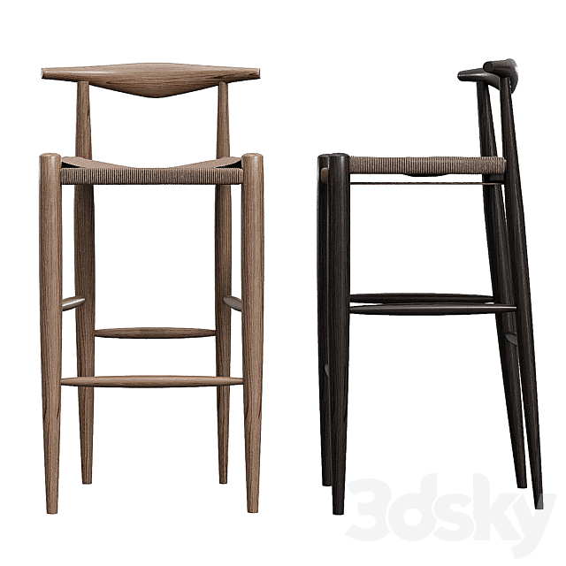 Hans Wegner Counter stool 3DS Max Model - thumbnail 2