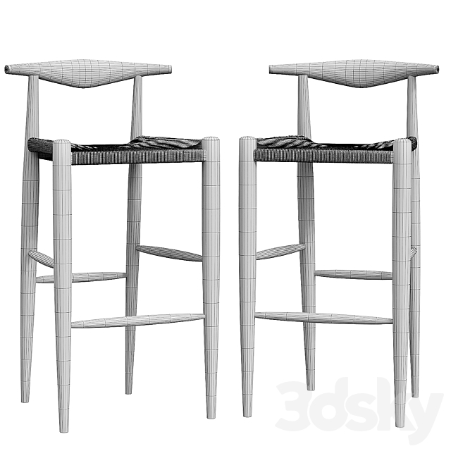 Hans Wegner Counter stool 3DS Max Model - thumbnail 4