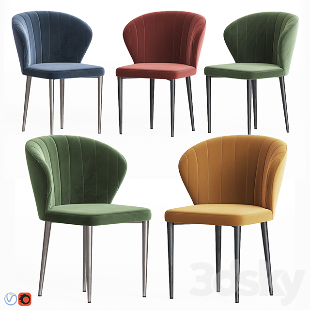 Harper velvet dining chair 3DSMax File - thumbnail 1