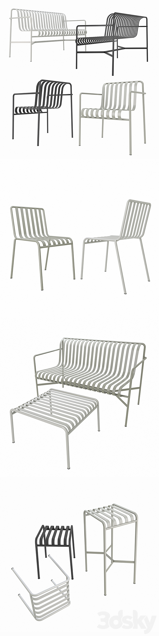 HAY Palissade Outdoor Furniture 3DS Max Model - thumbnail 2