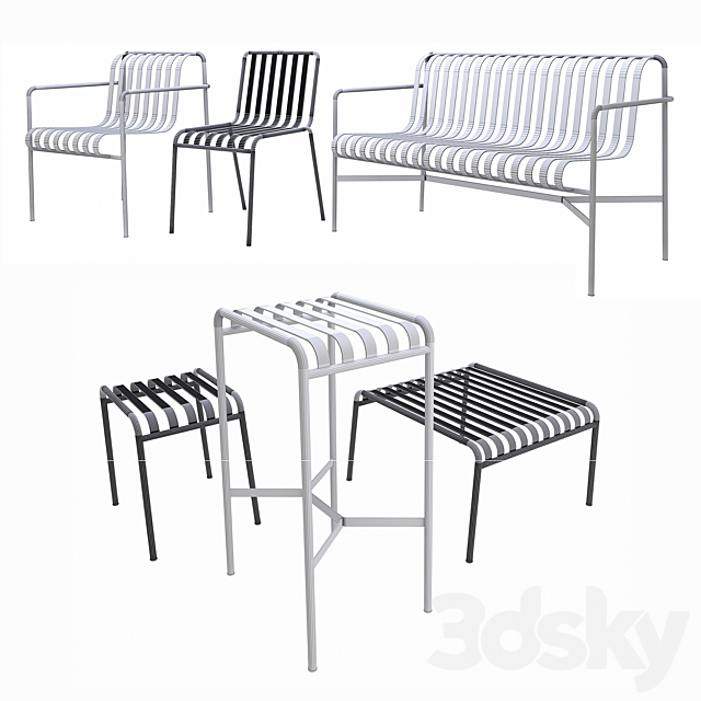 HAY Palissade Outdoor Furniture 3DS Max Model - thumbnail 3