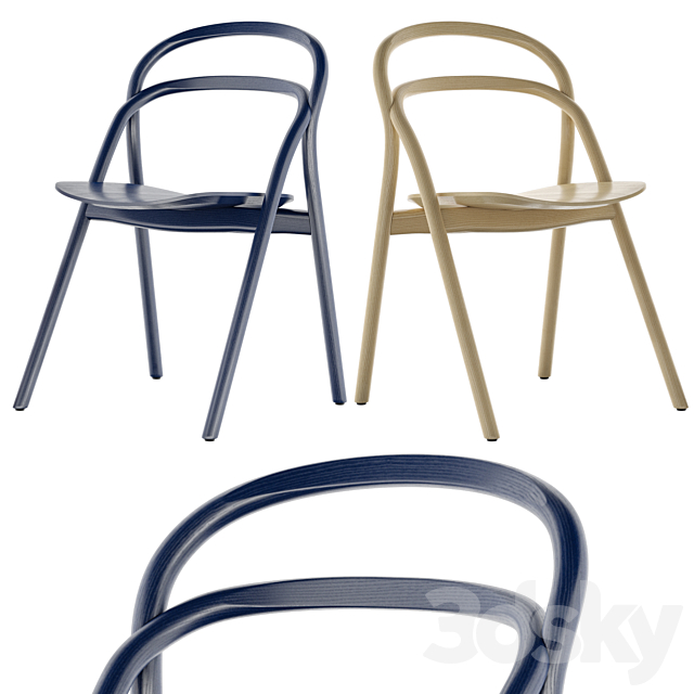 Hem Udon Chair Beech Blue and Green Color 3DS Max Model - thumbnail 2