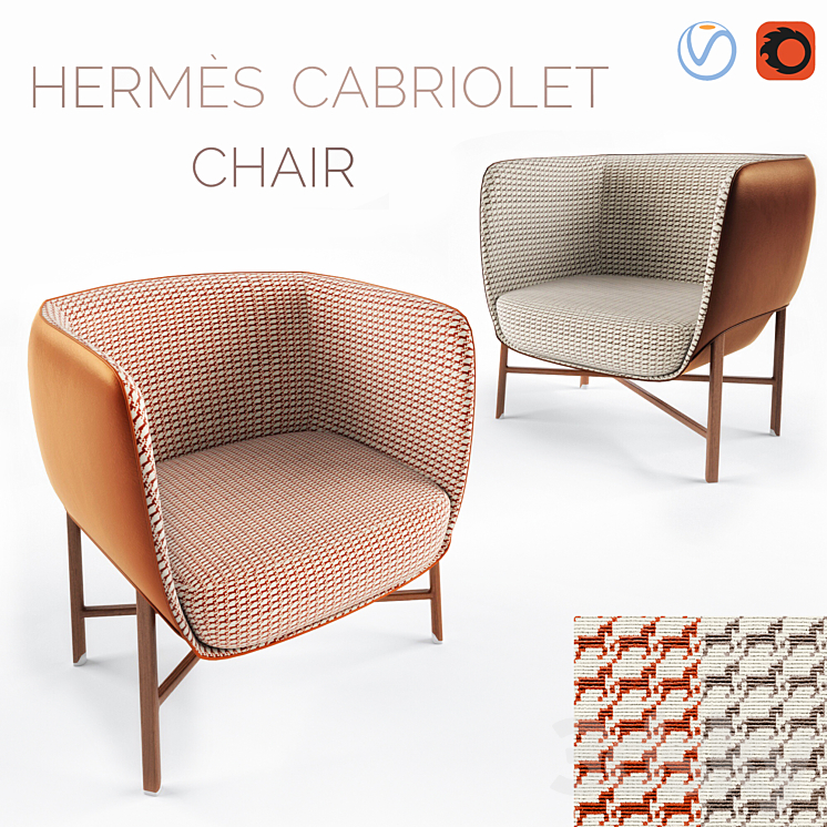 Hermes Cabriolet chair 3DS Max Model - thumbnail 1