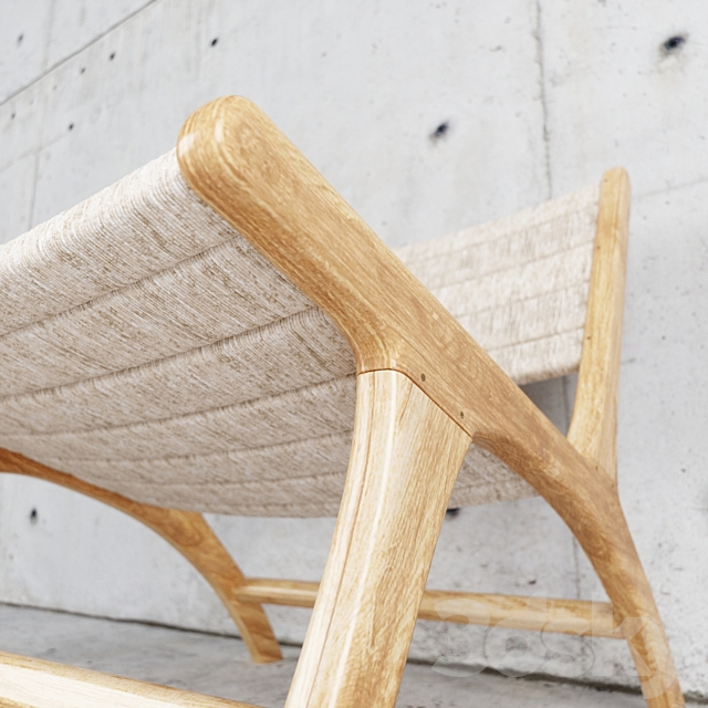 HKLiving abaca _ teak lounge chair 3DS Max Model - thumbnail 3