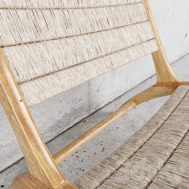 HKLiving abaca _ teak lounge chair 3DS Max Model - thumbnail 4