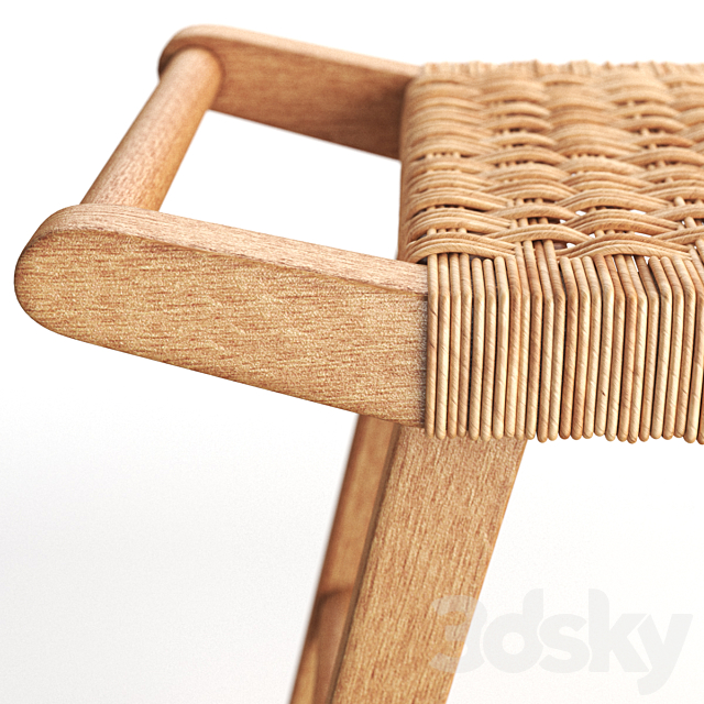 H&M Home Straw-seat stool 3DS Max Model - thumbnail 4