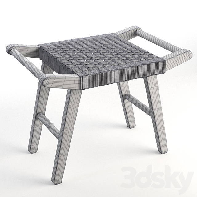 H&M Home Straw-seat stool 3DS Max Model - thumbnail 5