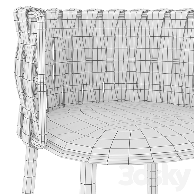 Homary-Light Gray Nordic Accent Chair Velvet Upholstered Accent Chair Round Stool 3DS Max Model - thumbnail 7