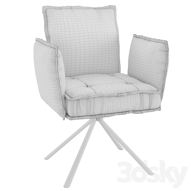 Homary-Modern Upholstered Velvet Accent Chair Soft Chair in Carbon Steel Legs 3DS Max Model - thumbnail 2