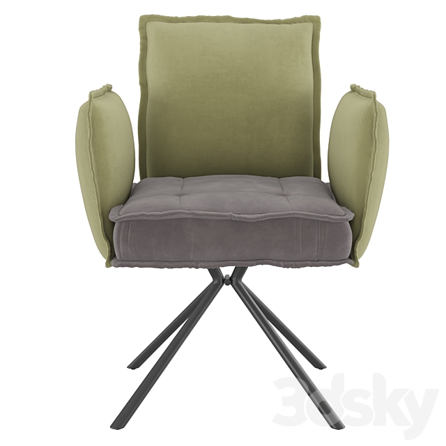 Homary-Modern Upholstered Velvet Accent Chair Soft Chair in Carbon Steel Legs 3DS Max Model - thumbnail 3