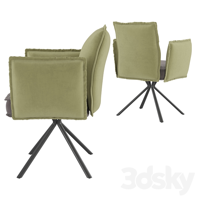 Homary-Modern Upholstered Velvet Accent Chair Soft Chair in Carbon Steel Legs 3DS Max Model - thumbnail 4