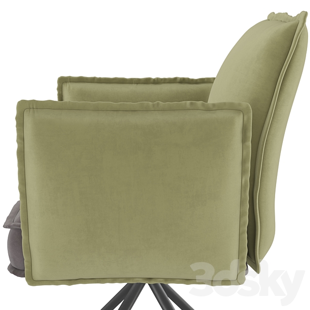 Homary-Modern Upholstered Velvet Accent Chair Soft Chair in Carbon Steel Legs 3DS Max Model - thumbnail 5