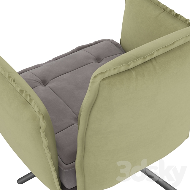 Homary-Modern Upholstered Velvet Accent Chair Soft Chair in Carbon Steel Legs 3DS Max Model - thumbnail 7