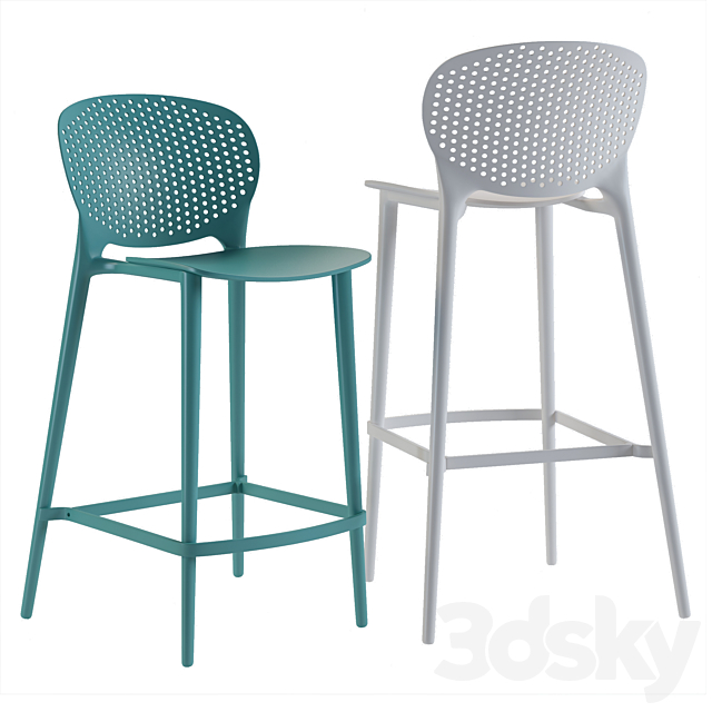 Hoogar Pongo Bar Stool 3DS Max Model - thumbnail 2