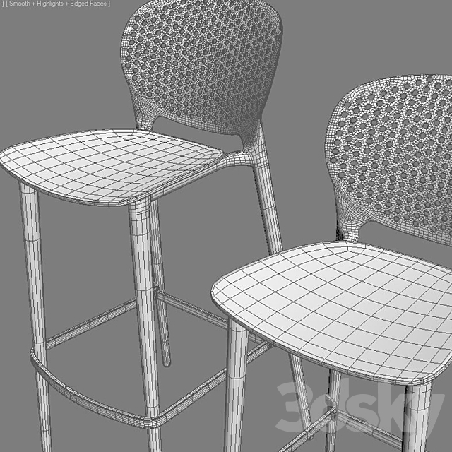 Hoogar Pongo Bar Stool 3DS Max Model - thumbnail 3