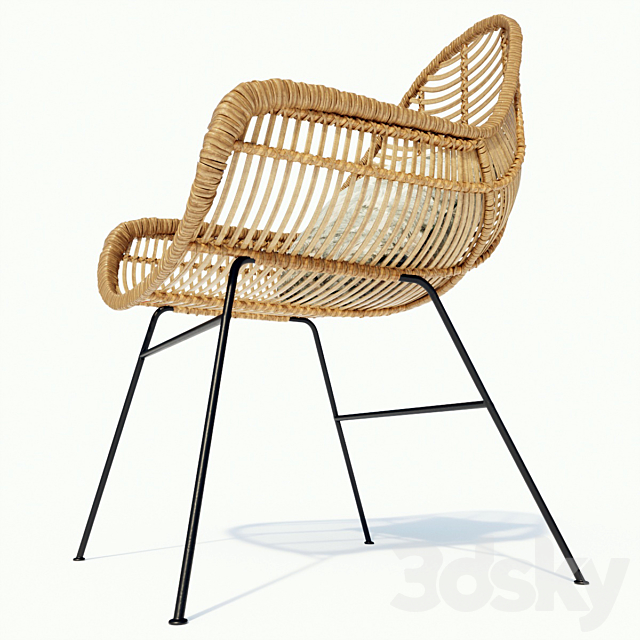 Hübsch rattan chair with metal legs 3DSMax File - thumbnail 2