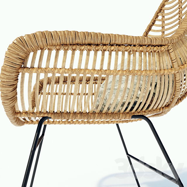 Hübsch rattan chair with metal legs 3DSMax File - thumbnail 3