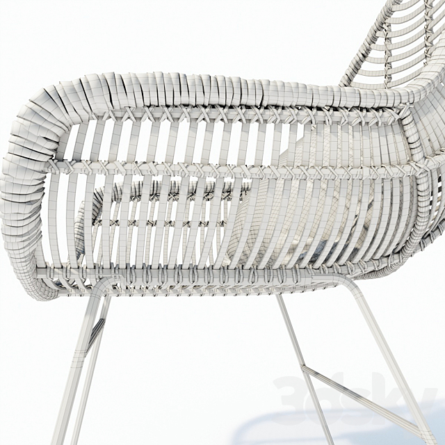 Hübsch rattan chair with metal legs 3DSMax File - thumbnail 4