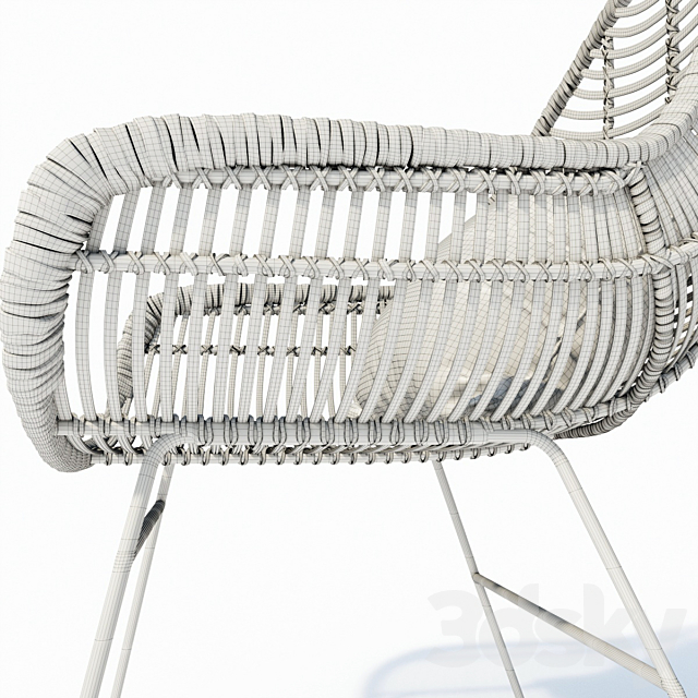 Hübsch rattan chair with metal legs 3DSMax File - thumbnail 5